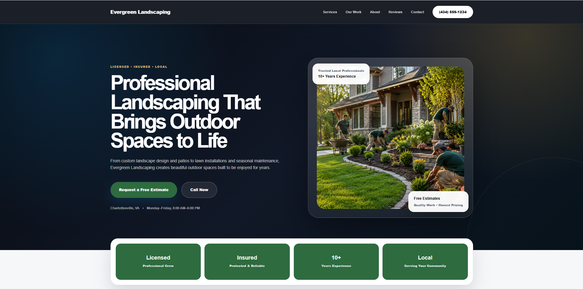 Evergreen Landscaping professional business website