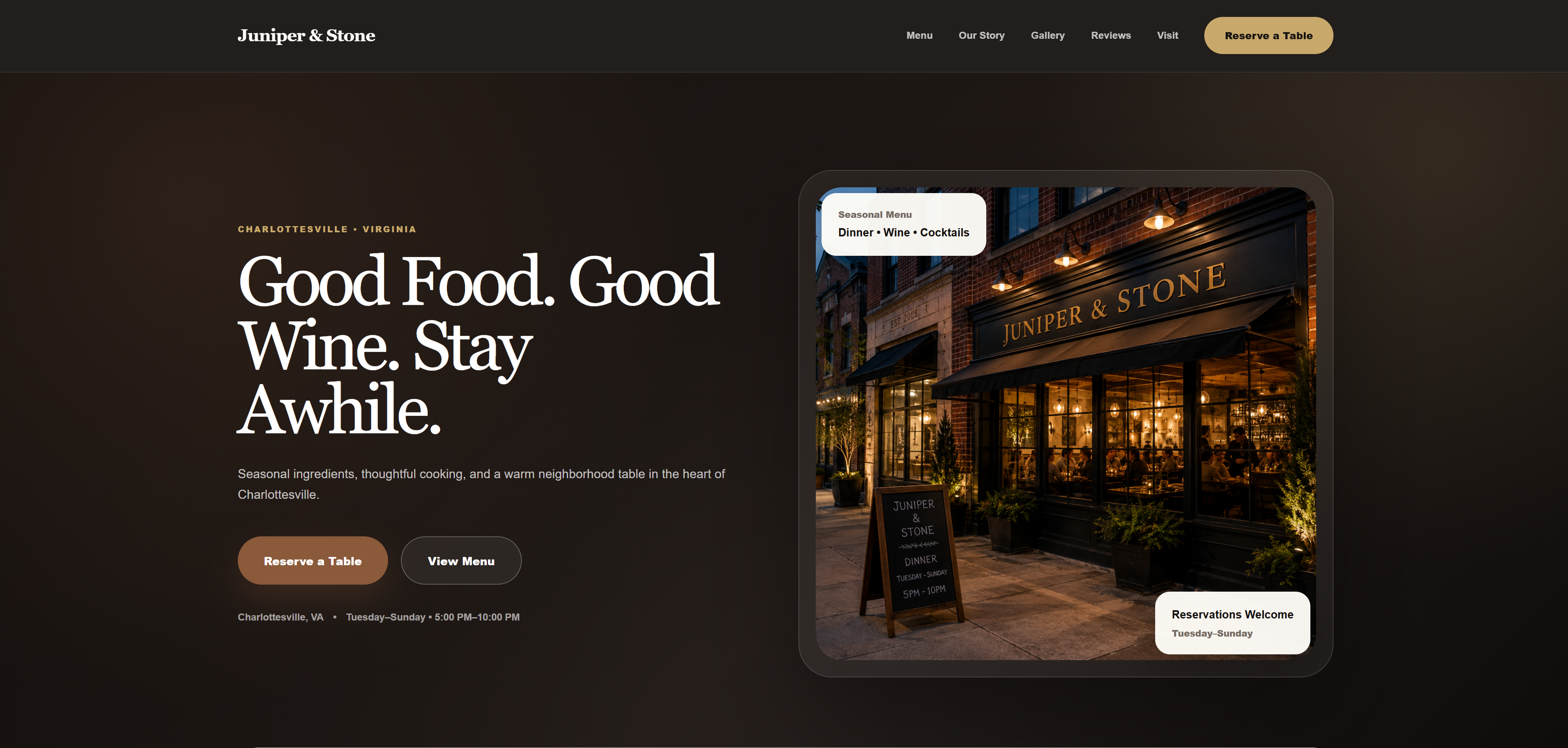 Juniper & Stone white-label website example
