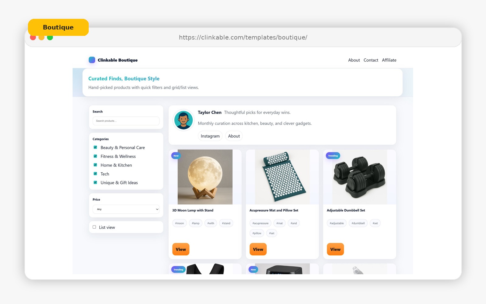 Boutique template preview